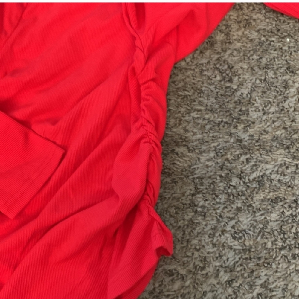 Fitz & Eddie, Womens NWTS sz Small red Ribbed stretchy long sleeve top. Adorable - Picture 7 of 10